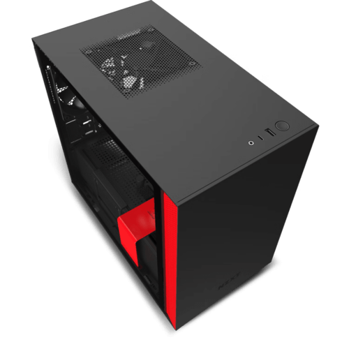 NZXT H210i Mini-ITX Gaming Case – Black/Red – Temp...