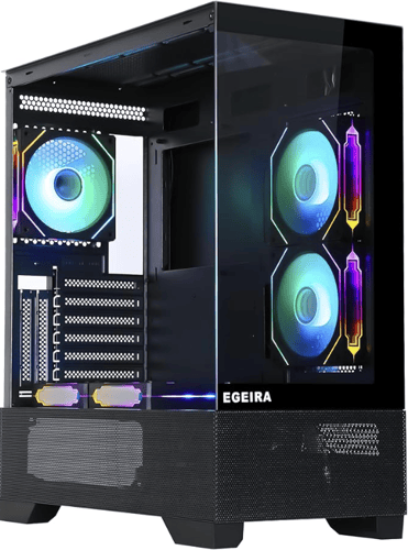 Egeira ECLIPSE Black ATX Gaming Case – 5× ARGB Fan...