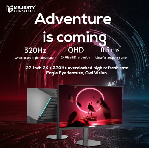 شاشة ألعاب ماجيستي 27 بوصة - QHD 2K, 320Hz, 0.5ms,...