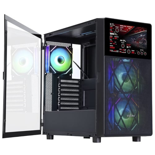 Egeira ELITE Gaming Case with 8” LCD Screen – Blac...