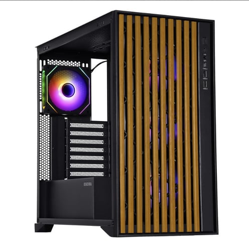 Egeira Nordic Black ATX Gaming Case – Wooden Front...