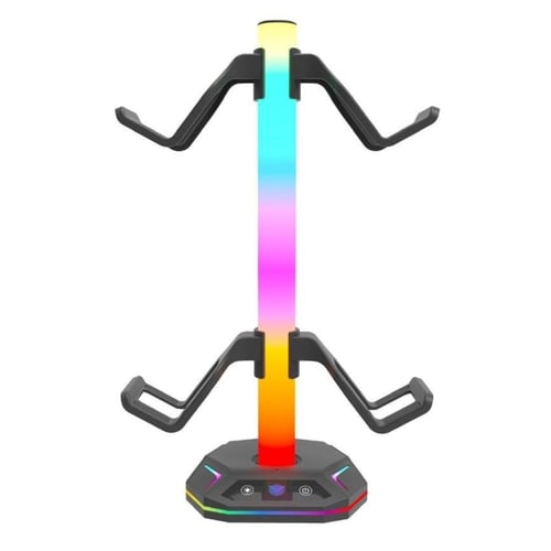 حامل سماعات وأذرع تحكم AZURAOKEY – RGB مع منافذ US...