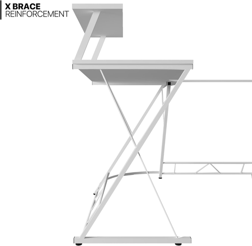 AnneFish 140cm L Shaped Office TABLE WHITE طاولات...