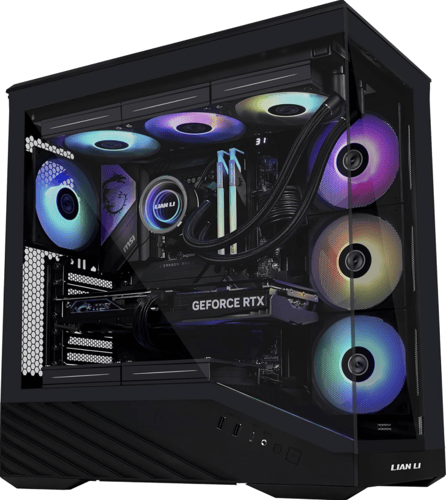 Lian Li V100R Black Mid Tower – 4× ARGB Fans – Tem...