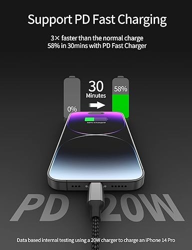 MFi Certified 3ft + 10ft USB-C to Lightning Cable...