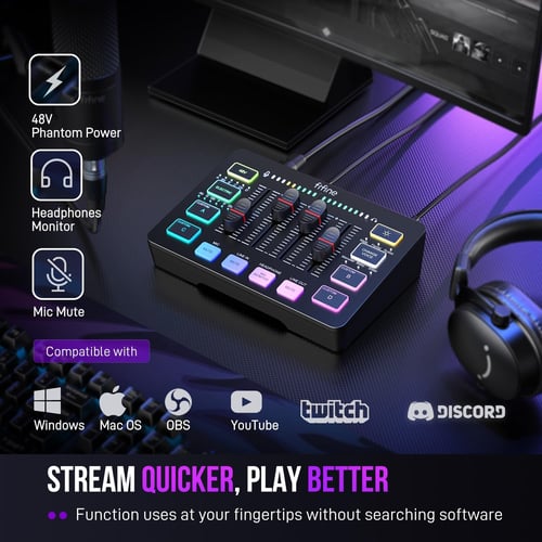 مكسر صوت FIFINE Gaming Audio Mixer SC3