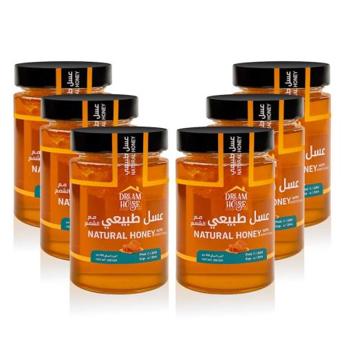عسل طبيعي مع الشمع 3 كيلوا (6 عبوات 500 جم)