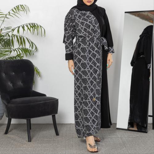 عباية طبقتين قماش كريب وقماش لينن ياباني M3001