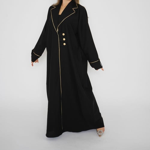 عباية سوداء ناعمة بستايل رسمي أنيق 6017