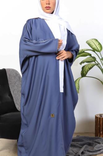 عبايه ملونة بشت سادة حرير مطرزة من الجنب 5025