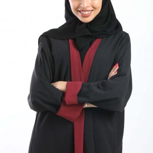 عباية دبل فيس باللونين الأسود والأحمر 5069