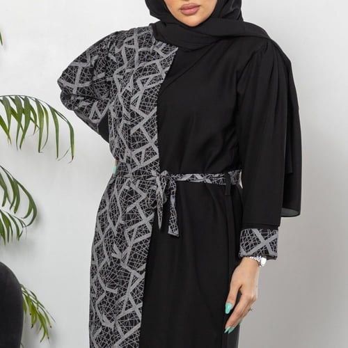 عباية طبقتين قماش كريب وقماش لينن ياباني M3001