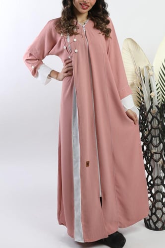 عباية ملونة للسفر باللون البنك والابيض 5086