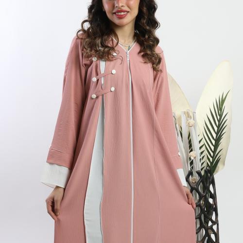 عباية ملونة للسفر باللون البنك والابيض 5086