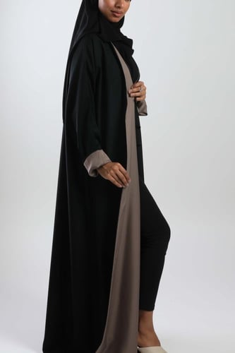 عباية دبل فيس باللونين الأسود والبني 5052