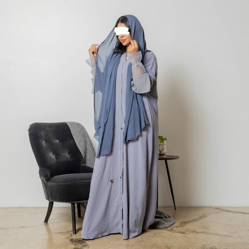 عبايه ملونة منقط باللون الرمادي 2032