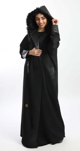 عباية شتوية من الجلد والشامواه الفخم 5061