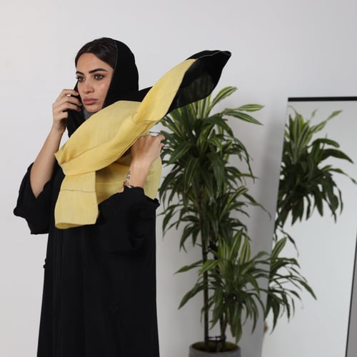 'طرحة طبقتين اسود واصفر