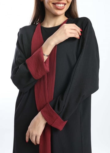 عباية دبل فيس باللونين الأسود والأحمر 5069