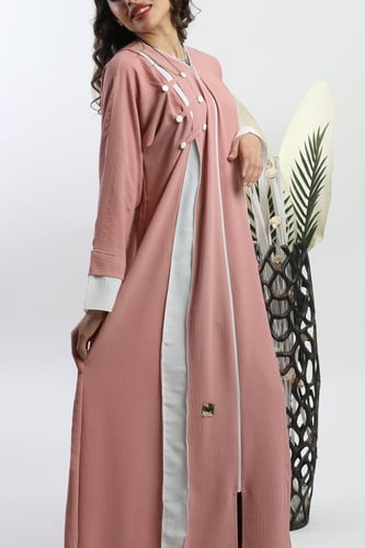 عباية ملونة للسفر باللون البنك والابيض 5086