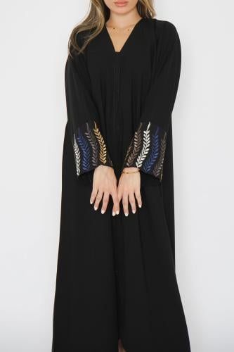 عباية سوداء بكلفة بالاكمام 6033