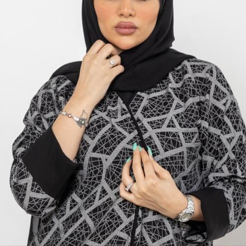 عباية مشجرة بالكامل لف باكمام سوداء M3000