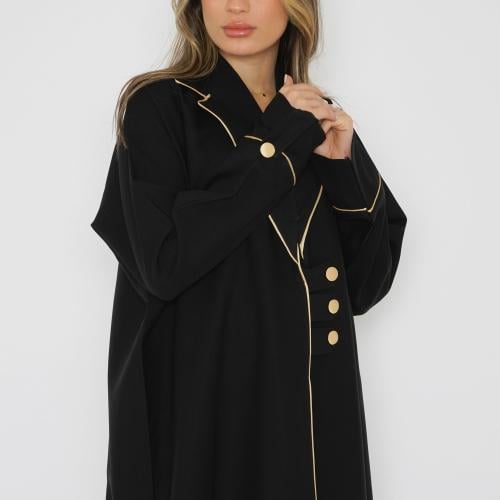 عباية سوداء ناعمة بستايل رسمي أنيق 6017