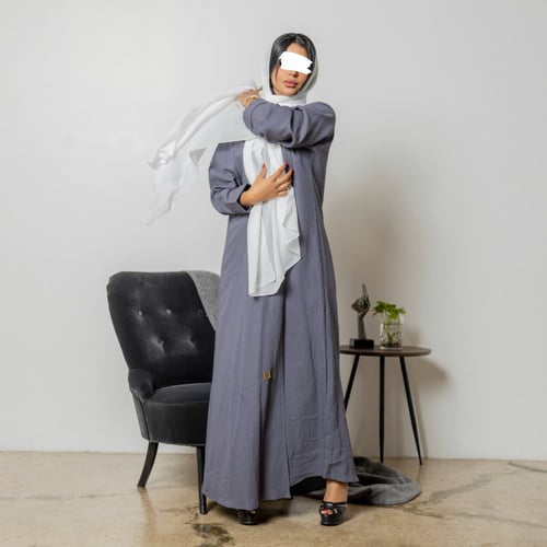 عبايه ملونة باللون الفيراني الرمادي 2023