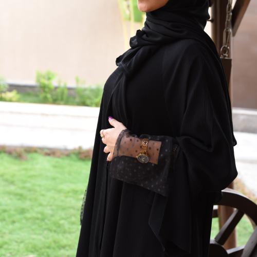 عبايه كلوش ملكي باكمام شيفون R1102