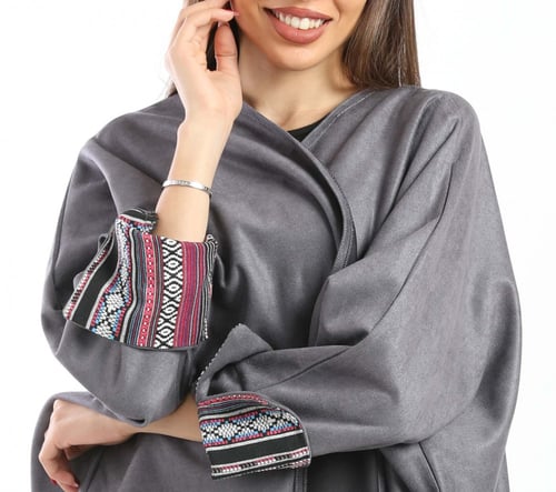 مشلح رمادي شامواه وكم ملون سدو تصميم أنيق 5068
