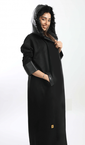 عباية شتوية من الجلد والشامواه الفخم 5061