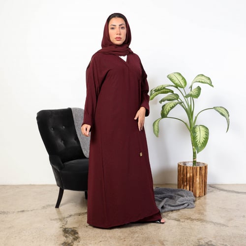 عبايه ملونة لون عودي منقطة خامة باردة 5023