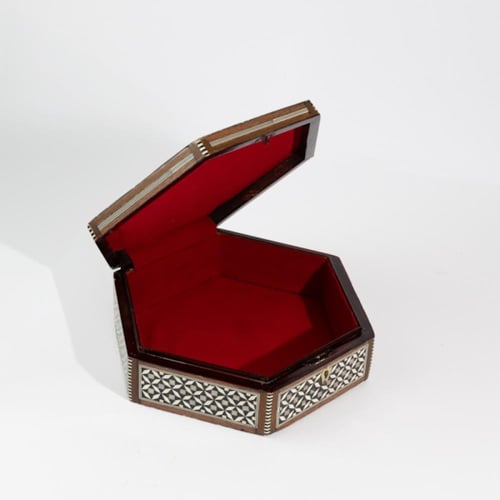 صندوق خشبي دمشقي فاخر سداسي الأضلاع