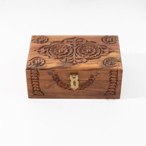 صندوق خشبي منحوت هندي فاخر