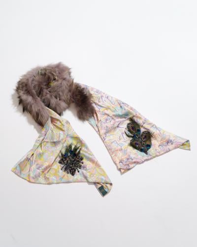 سكارف حرير بالفورير مطعّم بالكرستال الفاخر دبل فيس