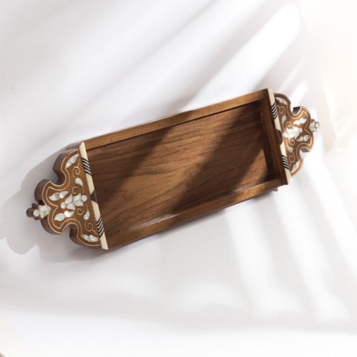 صينية خشبية فاخره مطّعمه بالصدف البحري الفاخر مستط...