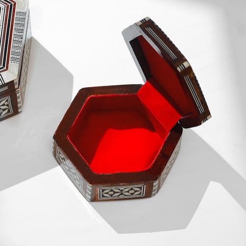 صندوق خشبي مصدّف دمشقي سداسي متوسط