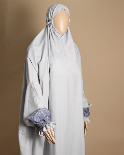 لباس صلاة قطن مشروك نصف كلوش-رمادي