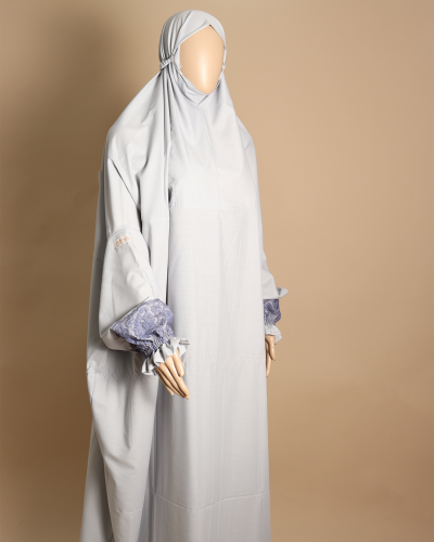 لباس صلاة قطن مشروك نصف كلوش-رمادي