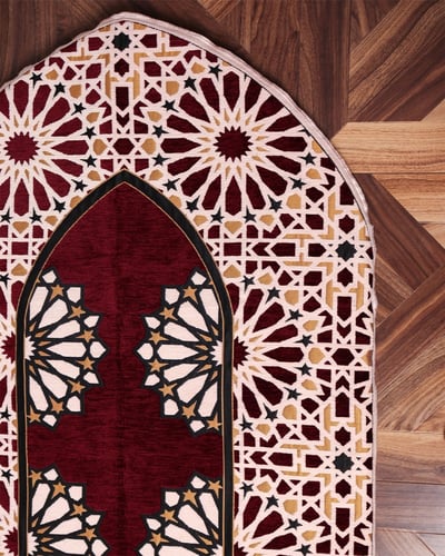 سجادة الزخارف -مبطنة للجنسين- عنابي