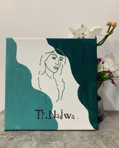 لوحة تطريز لرسمة الوجه مع اسم الخريج