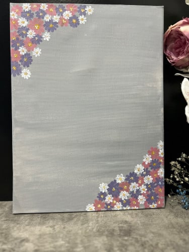 لوحة كانفز مع رسمة مطرزة ومخطوطة