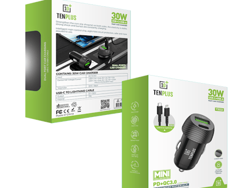 فيش سيارة مع كيبل تايب سي ايفون 30W TENPLUS