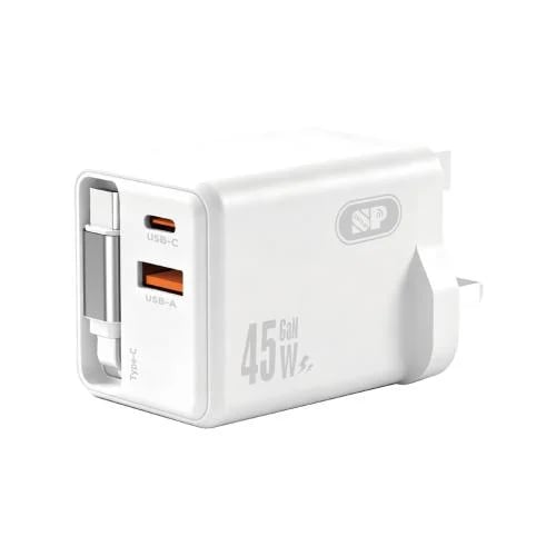 فيش جداري مع كيبل مدمج SP A+CPORTS/C GAN 45W 700276