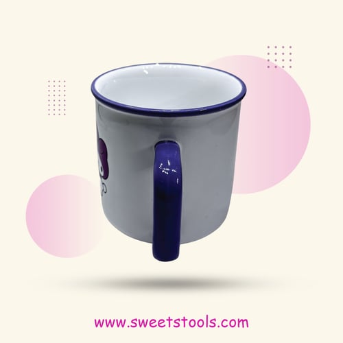 كوب مايميلودي ابيض حواف ازرق