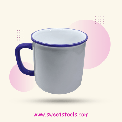 كوب مايميلودي ابيض حواف ازرق