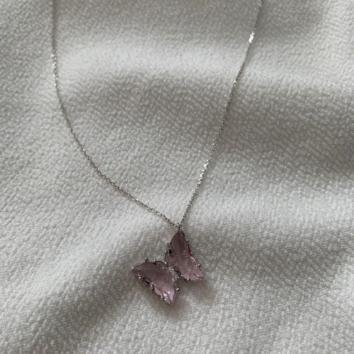 سلسال فراشة فضة موف