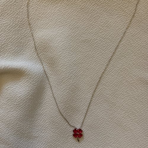 سلسال فضة وردة أحمر