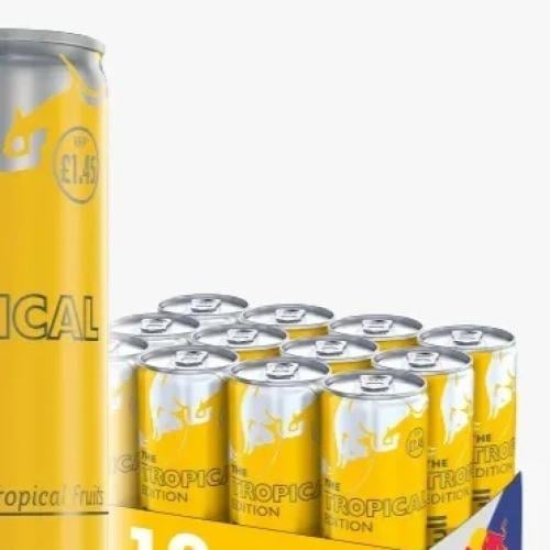 كرتون ريد بول اصفر تروبيكال مشروب طاقة، 24 حبه