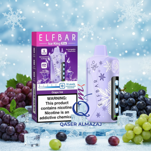 سحبة جاهزة عنب مثلج Elf Bar Ice King Pro Grape Ice...